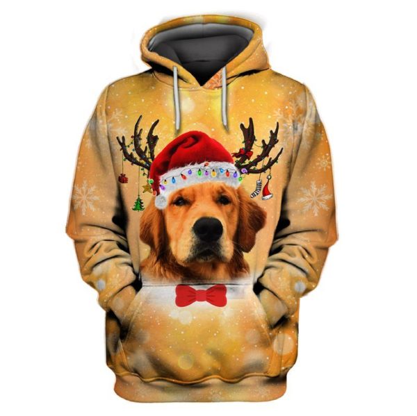 Golden Retriever Reindeer Christmas 3D Shirt Apparel