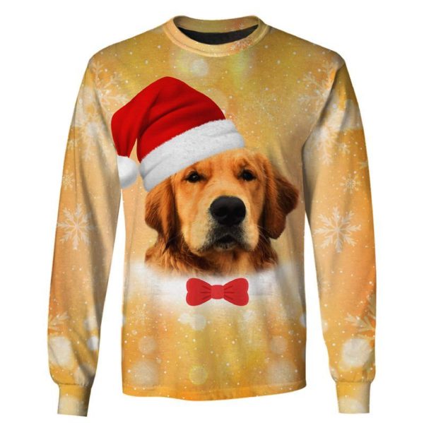 Golden Retriever Wearing A Santa Hat 3D Shirt Apparel