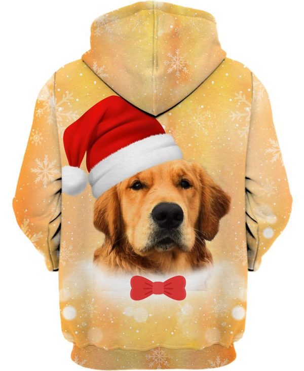 Golden Retriever Wearing A Santa Hat 3D Shirt Apparel