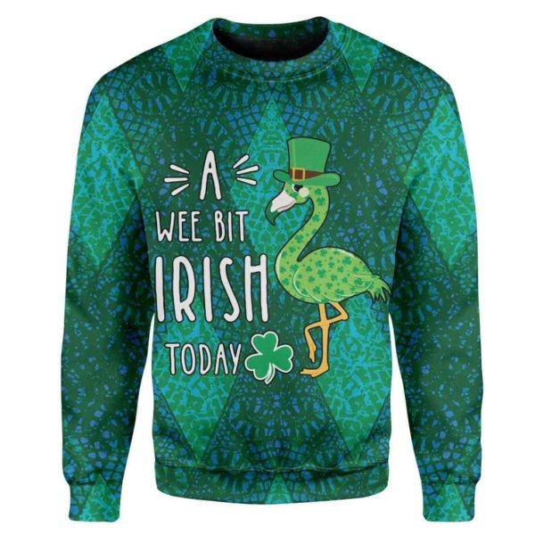 Flamingo A Wee Bit Irish Today 3D Hoodies Patrick's Day Shirt Apparel