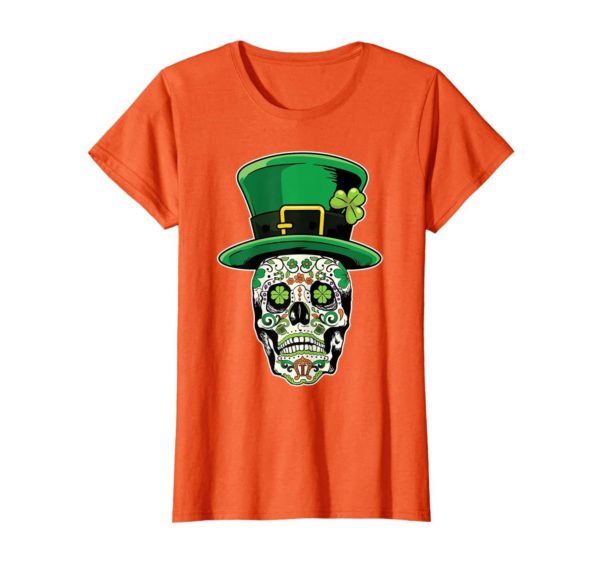 Sugar Skull Saint Patricks Day of Dead T Shirt Apparel