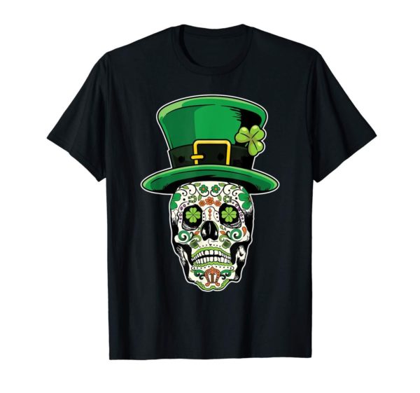 Sugar Skull Saint Patricks Day of Dead T Shirt Apparel