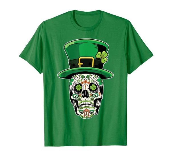 Sugar Skull Saint Patricks Day of Dead T Shirt Apparel