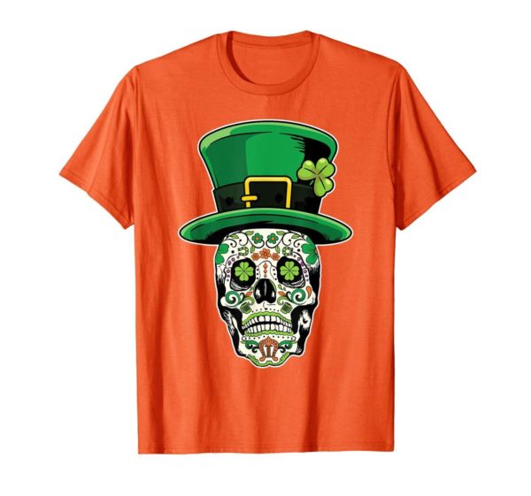 Sugar Skull Saint Patricks Day of Dead T Shirt Apparel