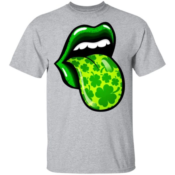 Women Lips St Patrick’s Day Shamrocks Four Leaf Shirt Apparel