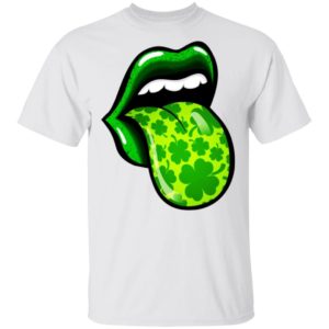 Women Lips St Patrick’s Day Shamrocks Four Leaf Shirt Apparel