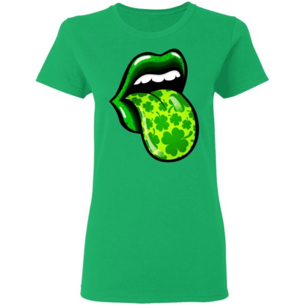 Women Lips St Patrick’s Day Shamrocks Four Leaf Shirt Apparel