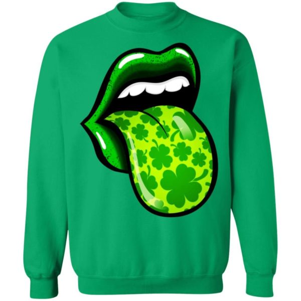 Women Lips St Patrick’s Day Shamrocks Four Leaf Shirt Apparel