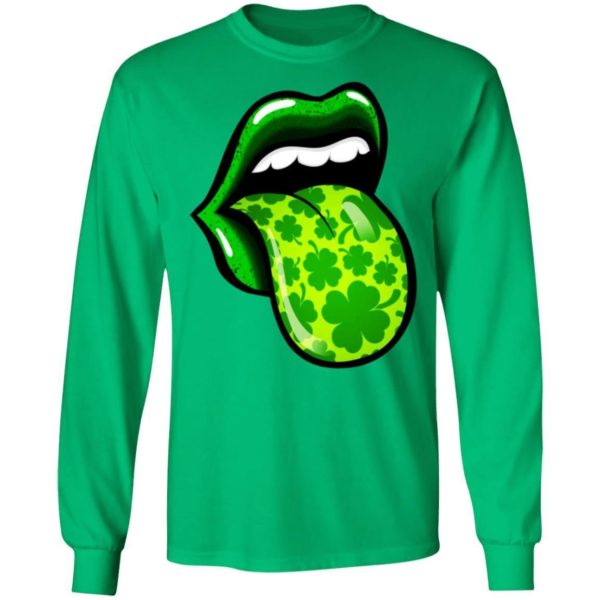 Women Lips St Patrick’s Day Shamrocks Four Leaf Shirt Apparel