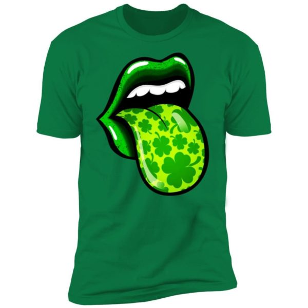 Women Lips St Patrick’s Day Shamrocks Four Leaf Shirt Apparel