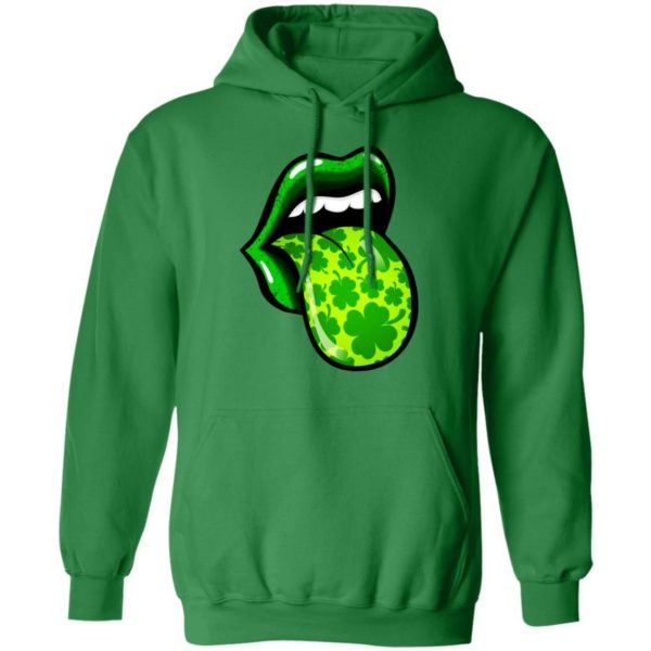 Women Lips St Patrick’s Day Shamrocks Four Leaf Shirt Apparel