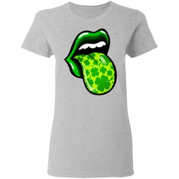 Women Lips St Patrick’s Day Shamrocks Four Leaf Shirt Apparel