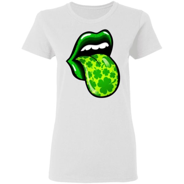 Women Lips St Patrick’s Day Shamrocks Four Leaf Shirt Apparel