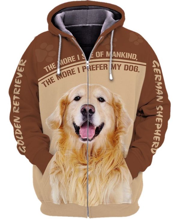 Golden Retriever The More I See Of Mankind The More I Prefer My Dog 3D All Over Print Shirt Apparel