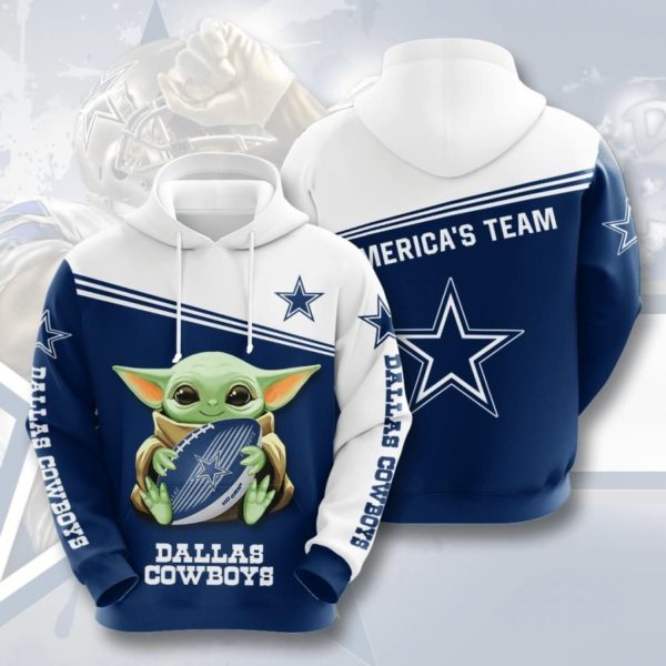 Baby Yoda hug Dallas Cowboys Logo 3D hoodies Apparel
