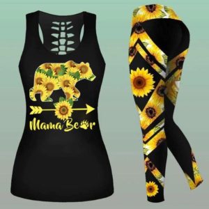 Combo Mama Bear Sunflower Tank Top & Leggings Outfit Apparel