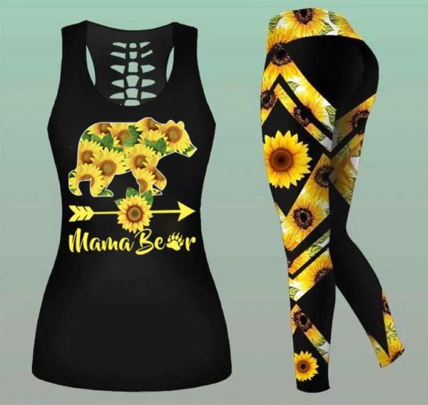 Combo Mama Bear Sunflower Tank Top & Leggings Outfit Apparel