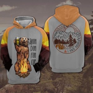 Bear Drink Beer Shut Duh Fuh Cup I Hate People 3D Hoodie Apparel