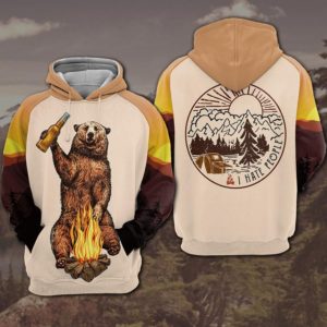 Bear Drink Beer Near Camfire 3D Hoodie Apparel