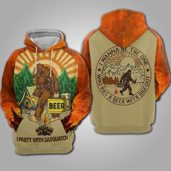 Bigfoot I Party With Sasquatch 3D Hoodie Apparel