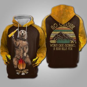 Bear Drink Beer Go Outside Worst Case Scenario A Bear Kills You 3D Hoodie Apparel