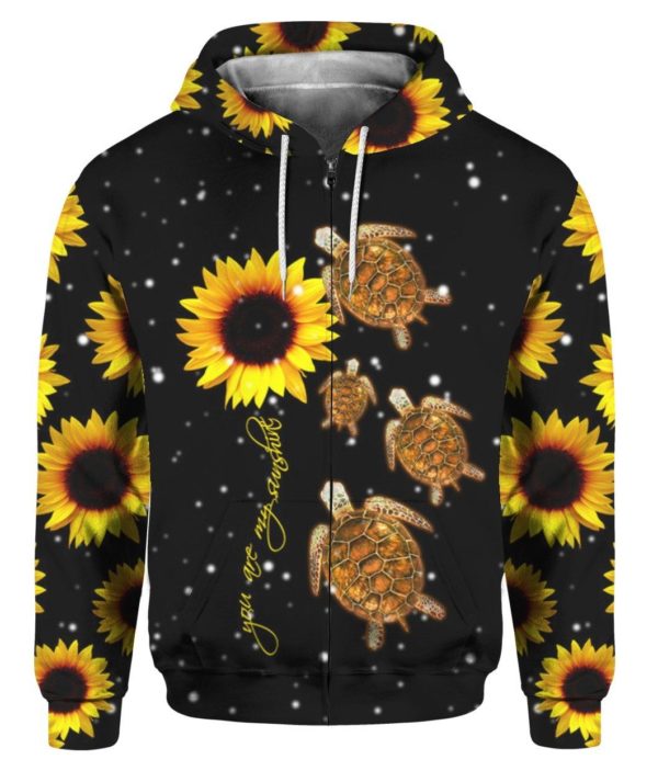 You Are My Sunshine Sunflower & Turtle 3D Shirt Apparel