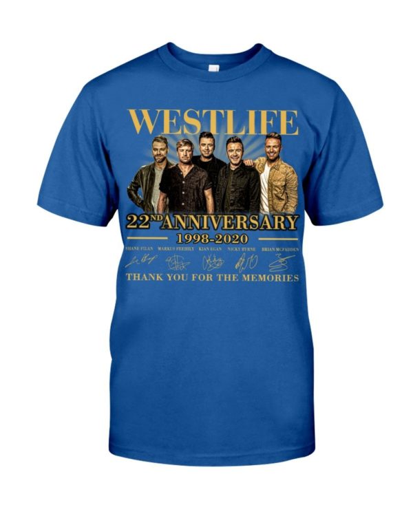 Westlife 22nd Anniversary 1998 2020 thank you for the memories signatures shirt Uncategorized