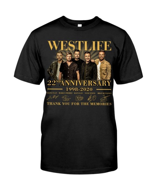 Westlife 22nd Anniversary 1998 2020 thank you for the memories signatures shirt Uncategorized