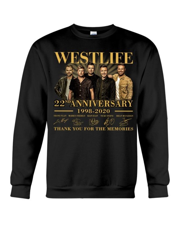 Westlife 22nd Anniversary 1998 2020 thank you for the memories signatures shirt Uncategorized