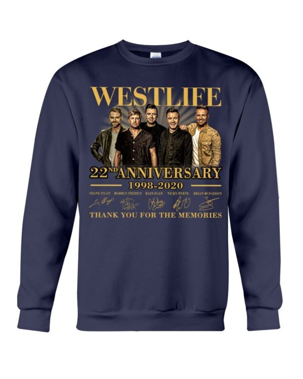 Westlife 22nd Anniversary 1998 2020 thank you for the memories signatures shirt Uncategorized