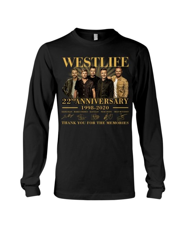 Westlife 22nd Anniversary 1998 2020 thank you for the memories signatures shirt Uncategorized