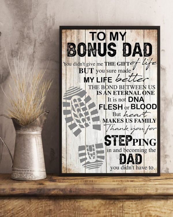 To My Bonus Dad Thank You For Stepping In Vertical Poster Apparel
