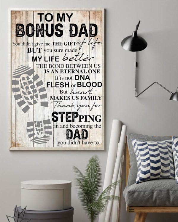 To My Bonus Dad Thank You For Stepping In Vertical Poster Apparel