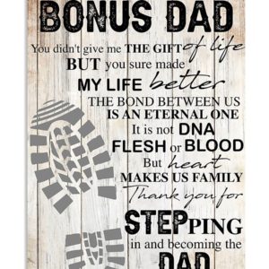 To My Bonus Dad Thank You For Stepping In Vertical Poster Apparel