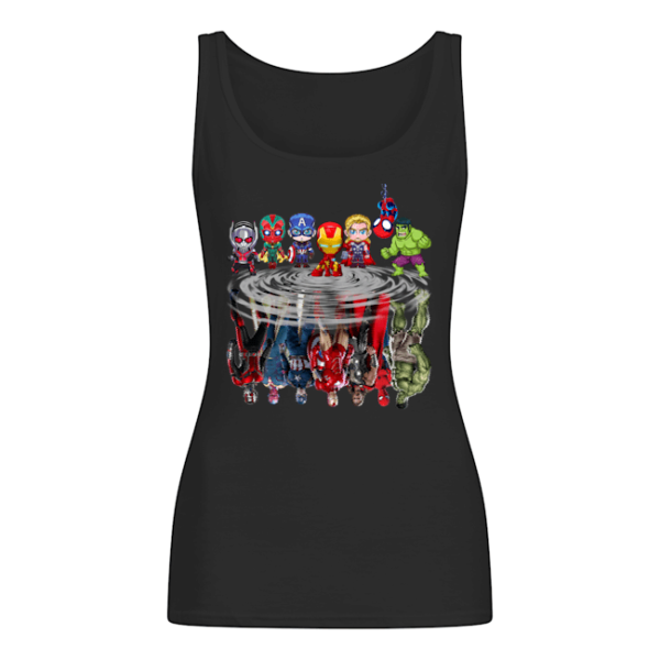 Marvel Avengers Chibi Characters Water Reflection Mirror Shirt Apparel