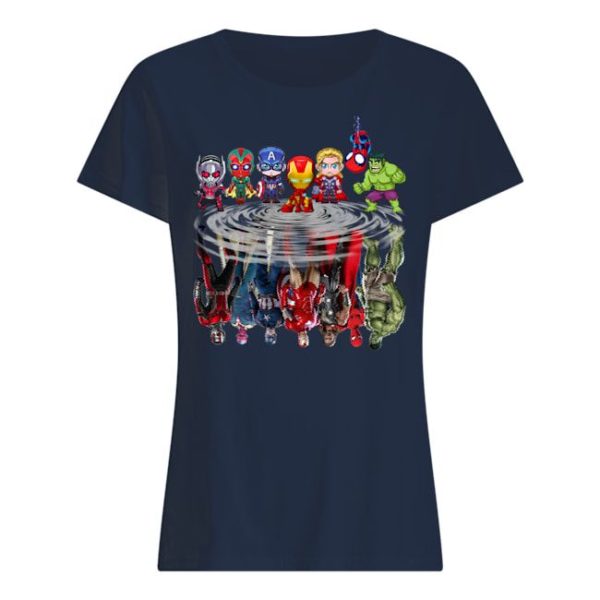 Marvel Avengers Chibi Characters Water Reflection Mirror Shirt Apparel