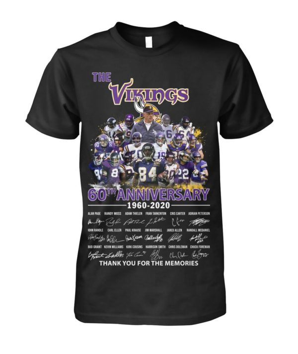 The Vikings 60Th Anniversary 1960 2020 Thank You For The Memories Signature Shirt Apparel