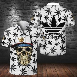 World's Dopest Dad Weef Leaf Hawaiian Skull Shirt Apparel