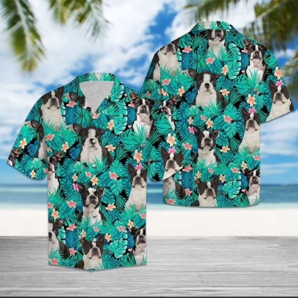 Boston Terrier Tropical Hawaiian Shirt Apparel