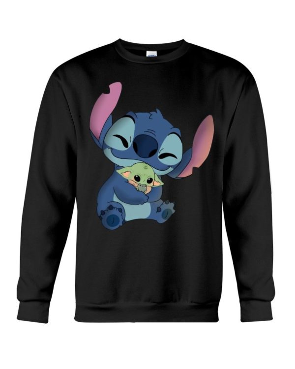 Stitch Hug Baby Yoda Shirt Apparel