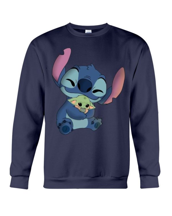 Stitch Hug Baby Yoda Shirt Apparel