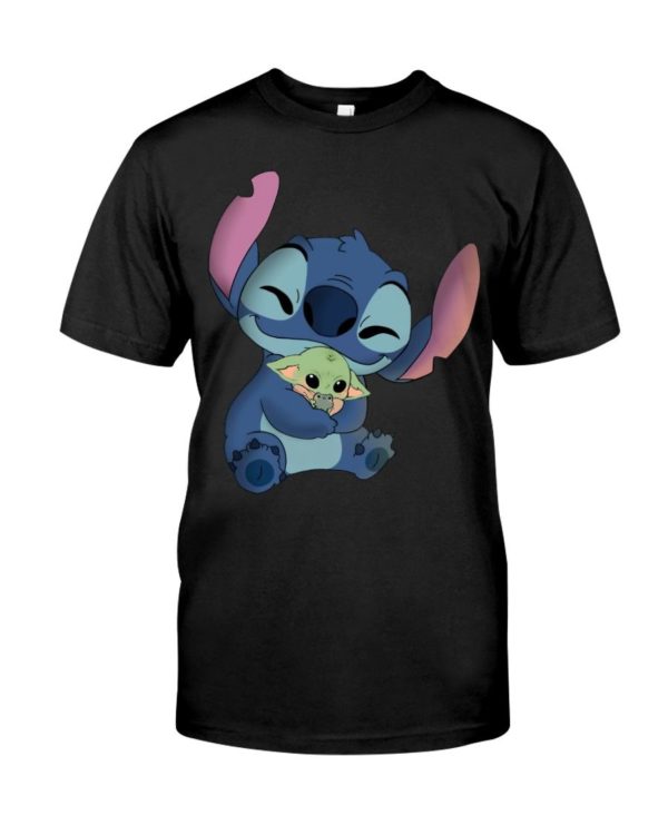 Stitch Hug Baby Yoda Shirt Apparel