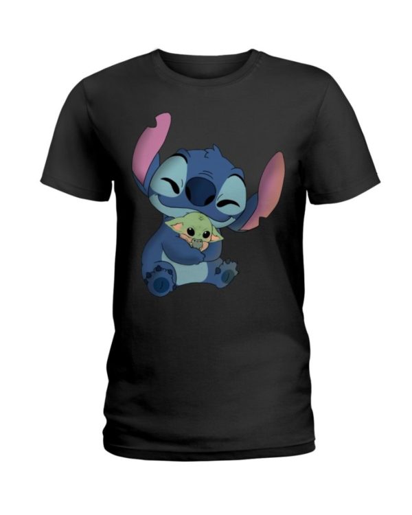 Stitch Hug Baby Yoda Shirt Apparel