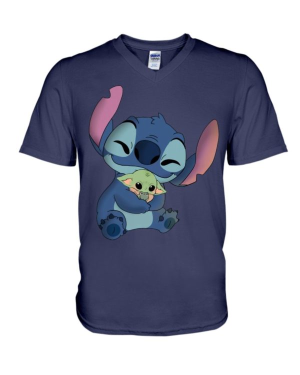 Stitch Hug Baby Yoda Shirt Apparel