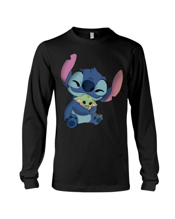 Stitch Hug Baby Yoda Shirt Apparel