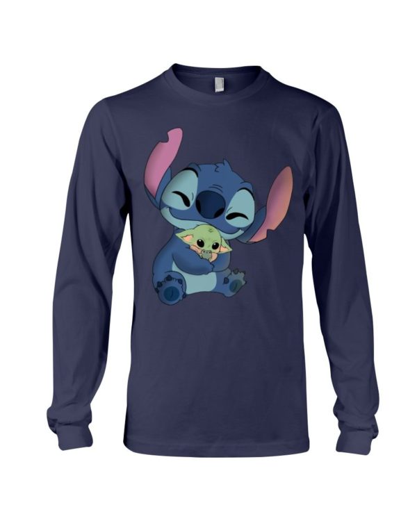 Stitch Hug Baby Yoda Shirt Apparel