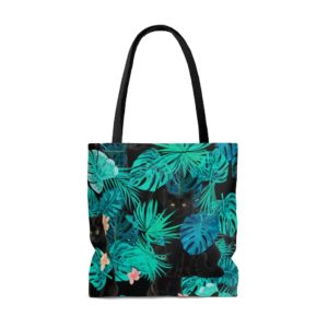 Black Cat Tropical Hawaiian Tote Bag Apparel