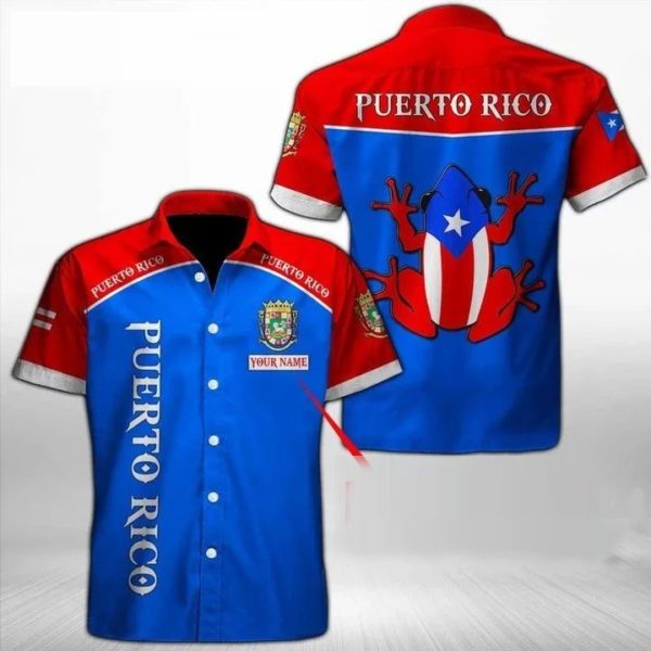 Puerto Rico Custom Name Button Shirt Apparel