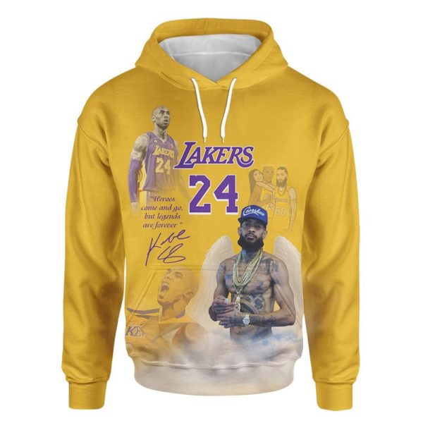 NipKobe Kobe Bryant 24 Lakers & Nipsey Hussle 3D All Over Print Apparel