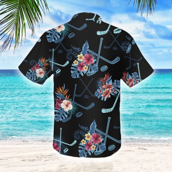 Hockey Tropical Hawaiian Button Shirt Apparel